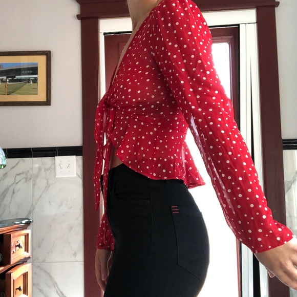 Urban Outfitters red and white polka dot top - Picture 2 of 4